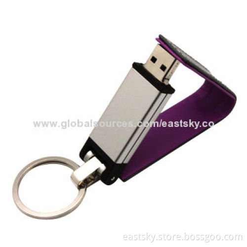 Leather Promotional USB Flash Drive, Warranty Free for 2 Years, Leather Material, Comes in Red/Green